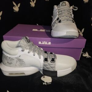LeBron White and Gray Men's Sneakers